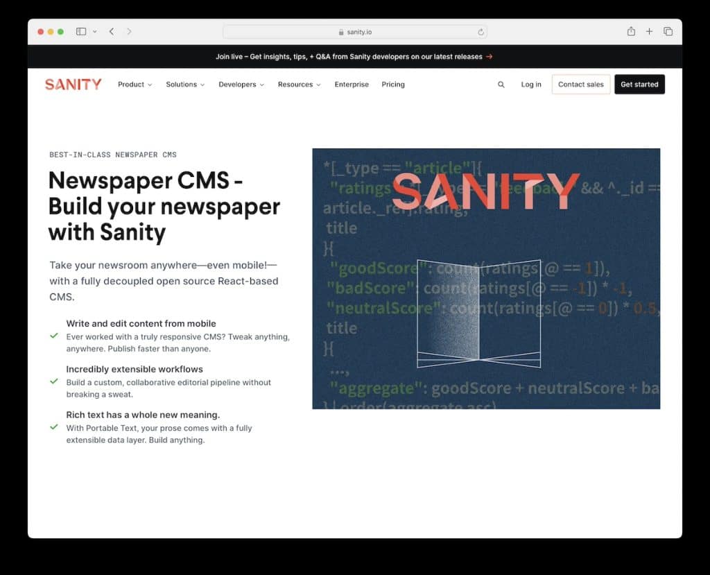 Sanity CMS для публикации новостей