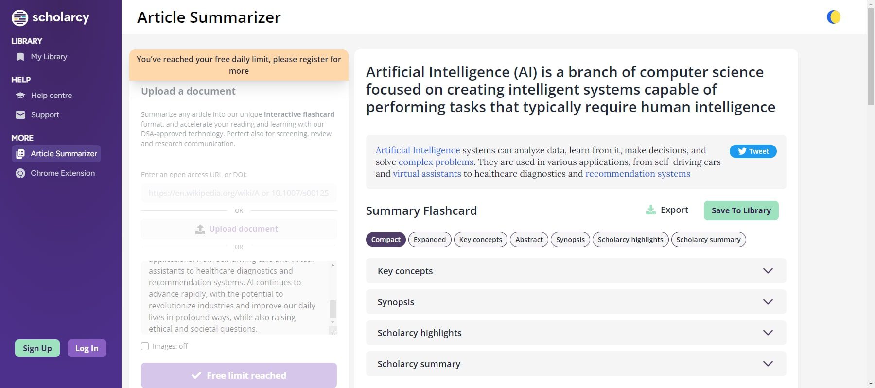 Zusammenfassung der Wissenschafts-Ai