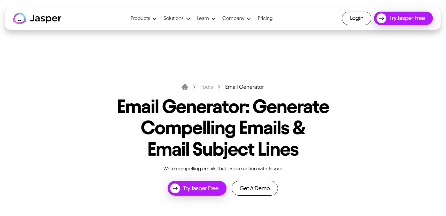 Meilleurs outils de rédaction d'e-mails IA - Jasper