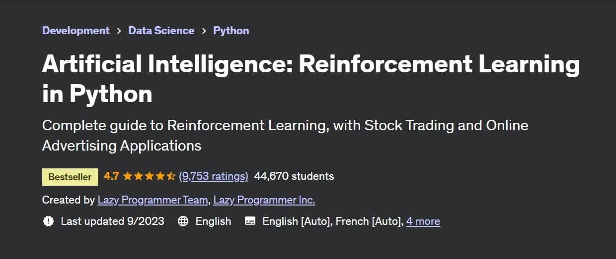 I migliori corsi di AI (apprendimento per rinforzo in Python)