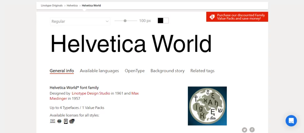 แบบอักษรหลายภาษาของ Helvetica World