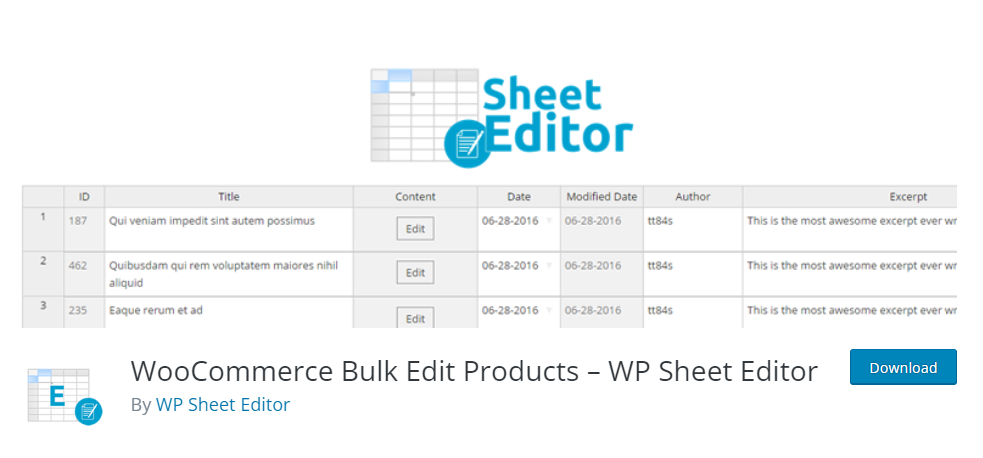 WP Sheet Editor - editare în bloc în WooCommerce