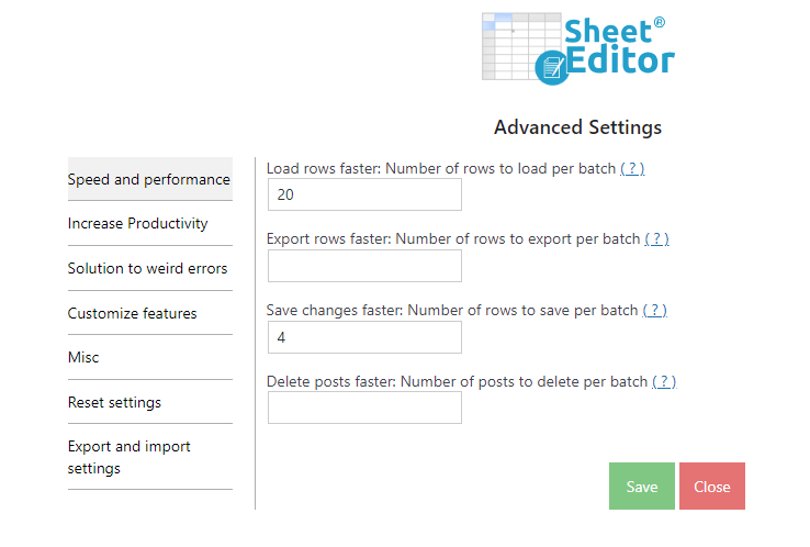 Wp sheet editor configurație - editare în bloc în WooCommerce