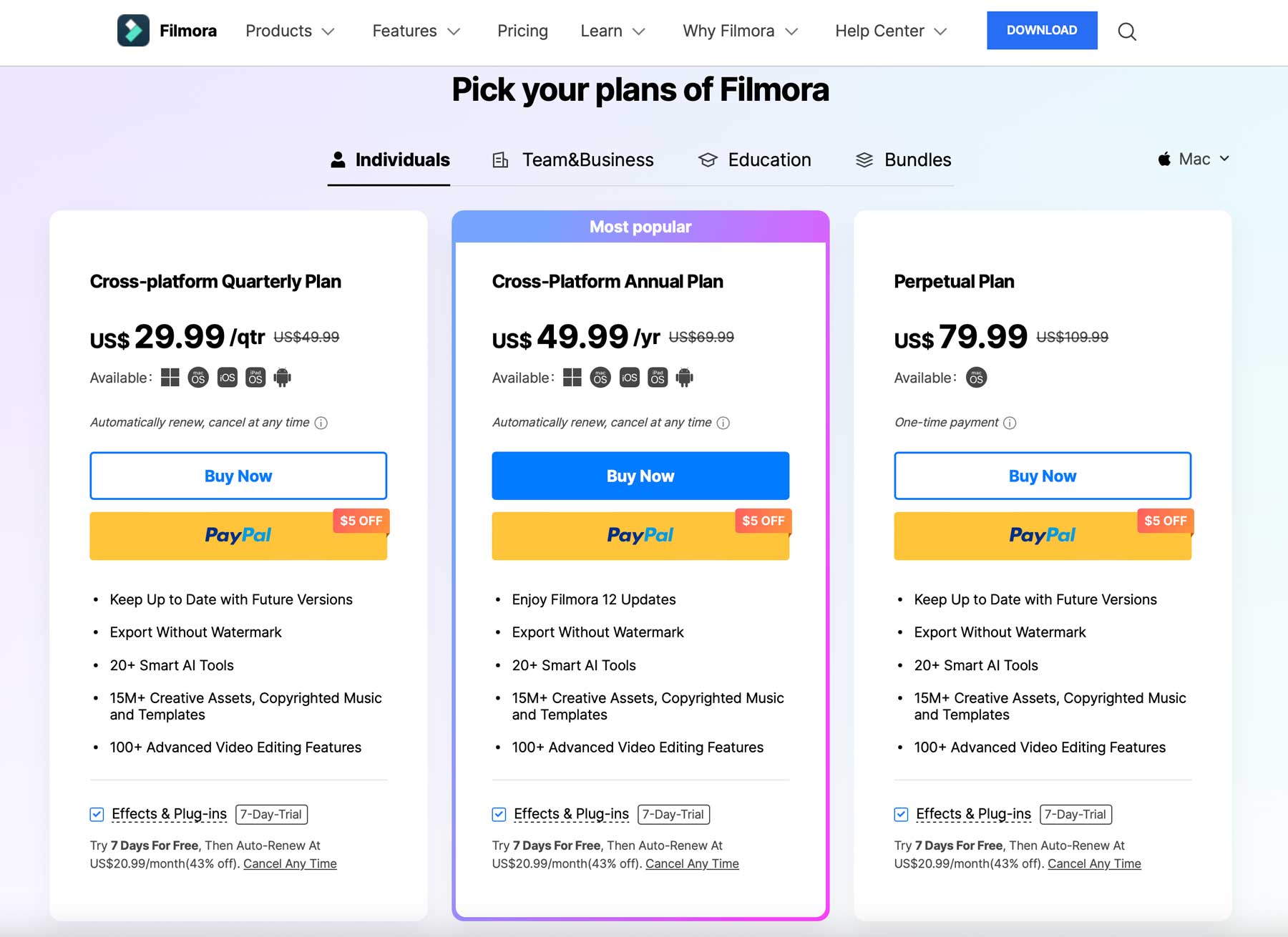 Wondershare Filmora の料金