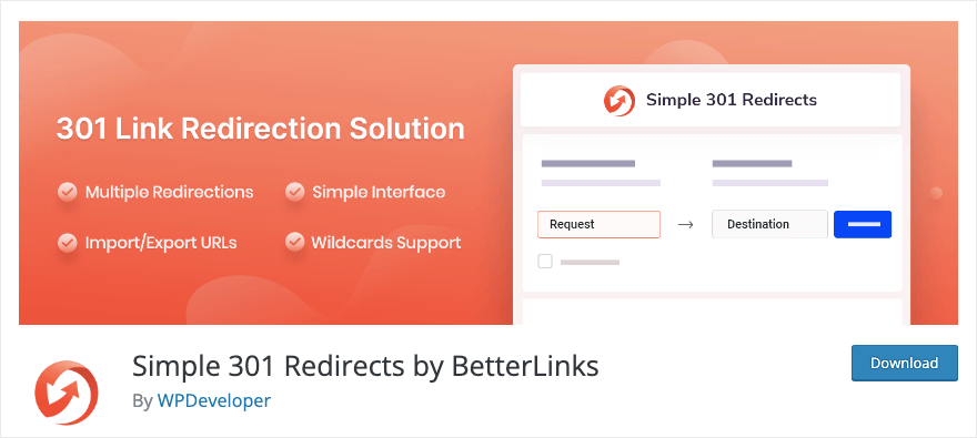 Redirecționări simple 301 de către BetterLinks