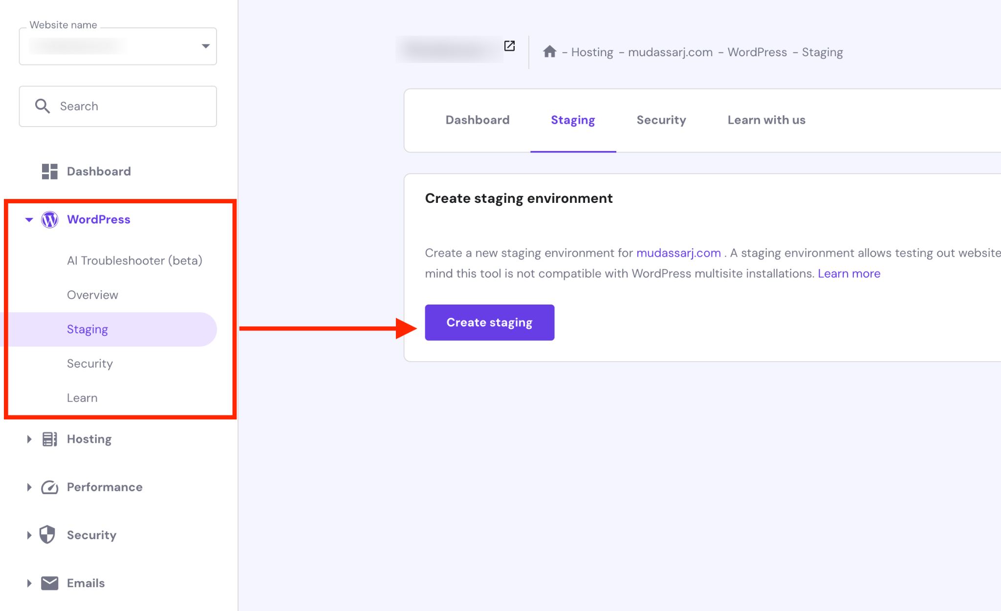 herramienta de preparación de hosting