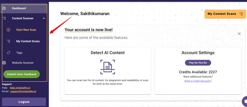 originalité.ai-interface