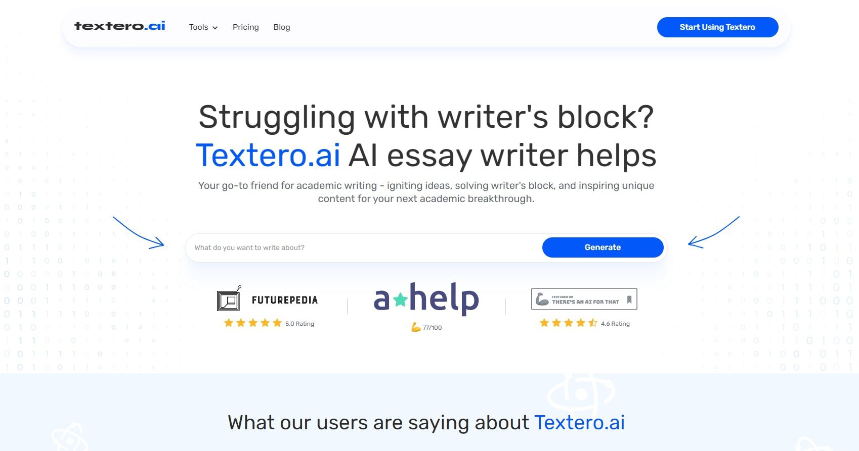 Textero.ai 英雄部分