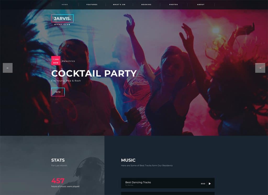 Jarvis - 夜總會、音樂會、節日 WordPress 主題