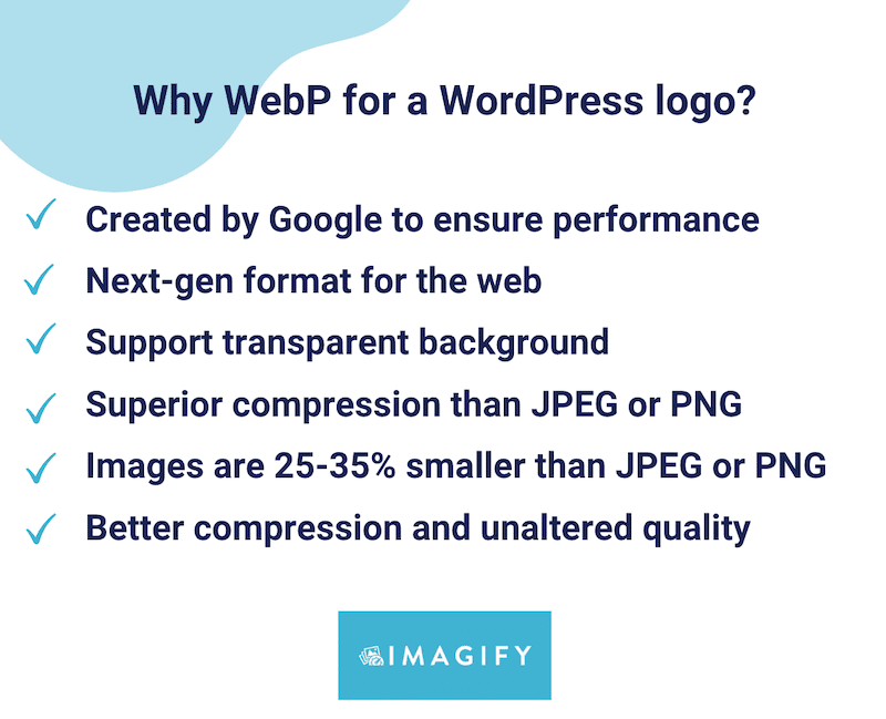 Razões pelas quais escolher WebP para um logotipo WordPress - Fonte: Imagify