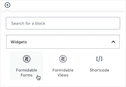 Adicione o bloco Formidable Forms para incorporar um formulário em uma página ou postagem do WordPress