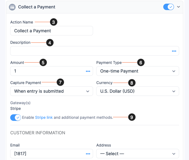 Paramètres du formulaire de paiement