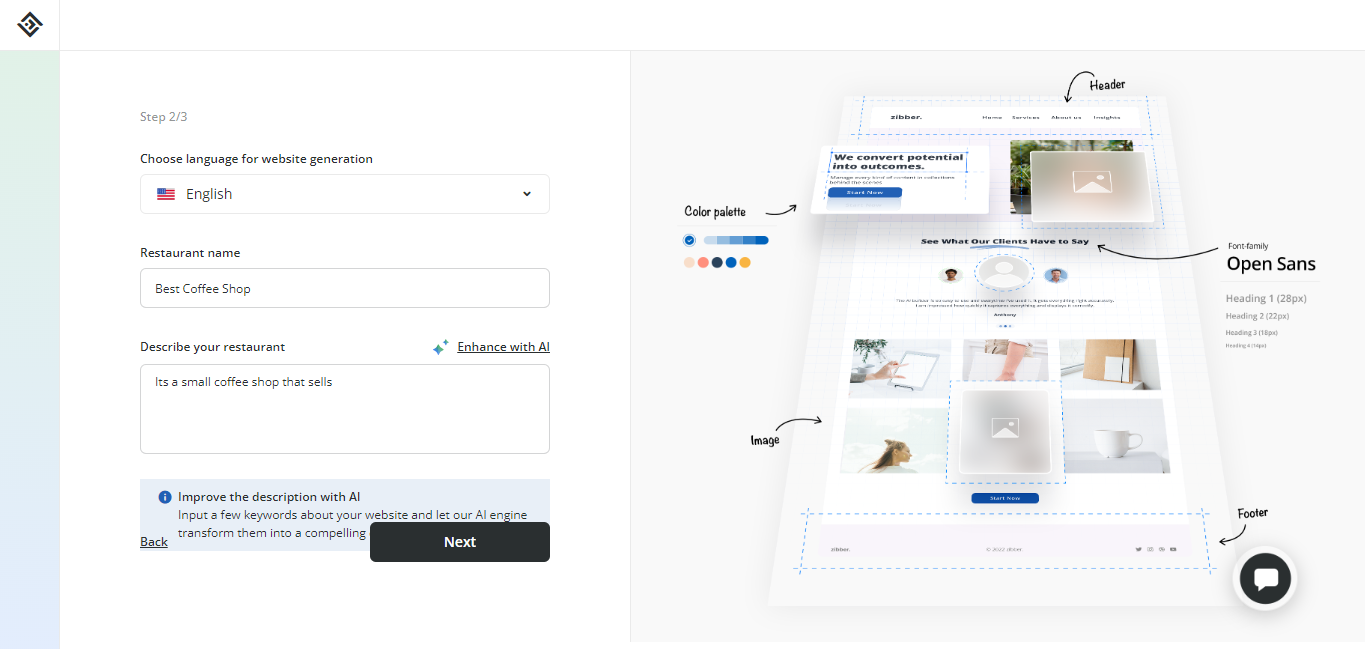 construtor de sites ai