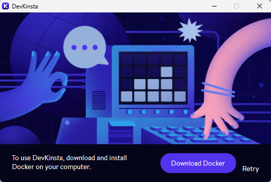 devkinsta docker'ı indirme istemi