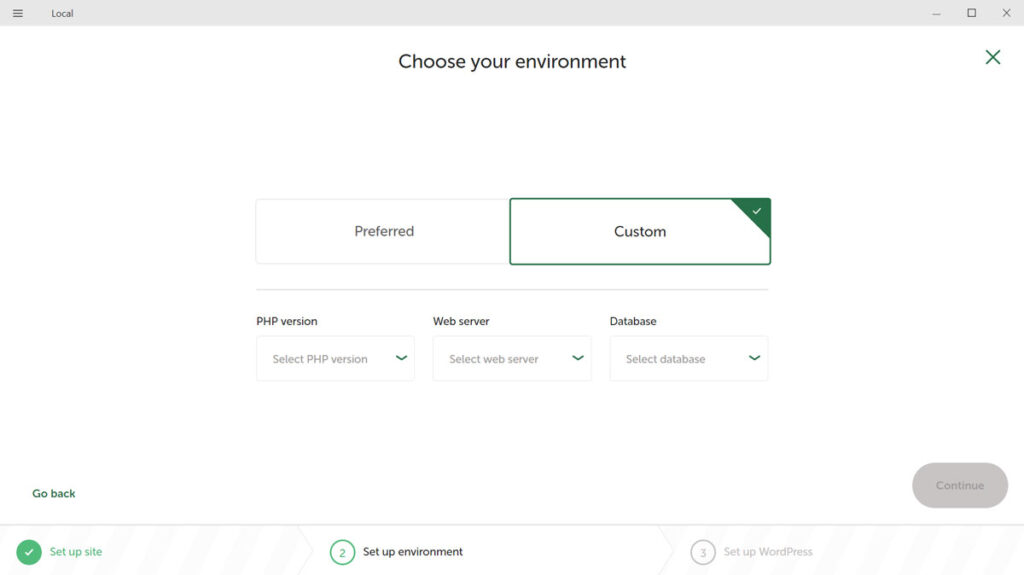 environnement de configuration local