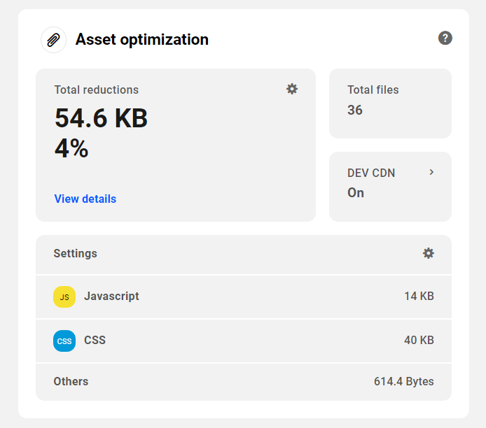 Hub: Performans sekmesi - Varlık optimizasyonu.