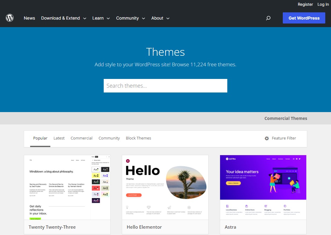 Repositori Tema Gratis WordPress.org