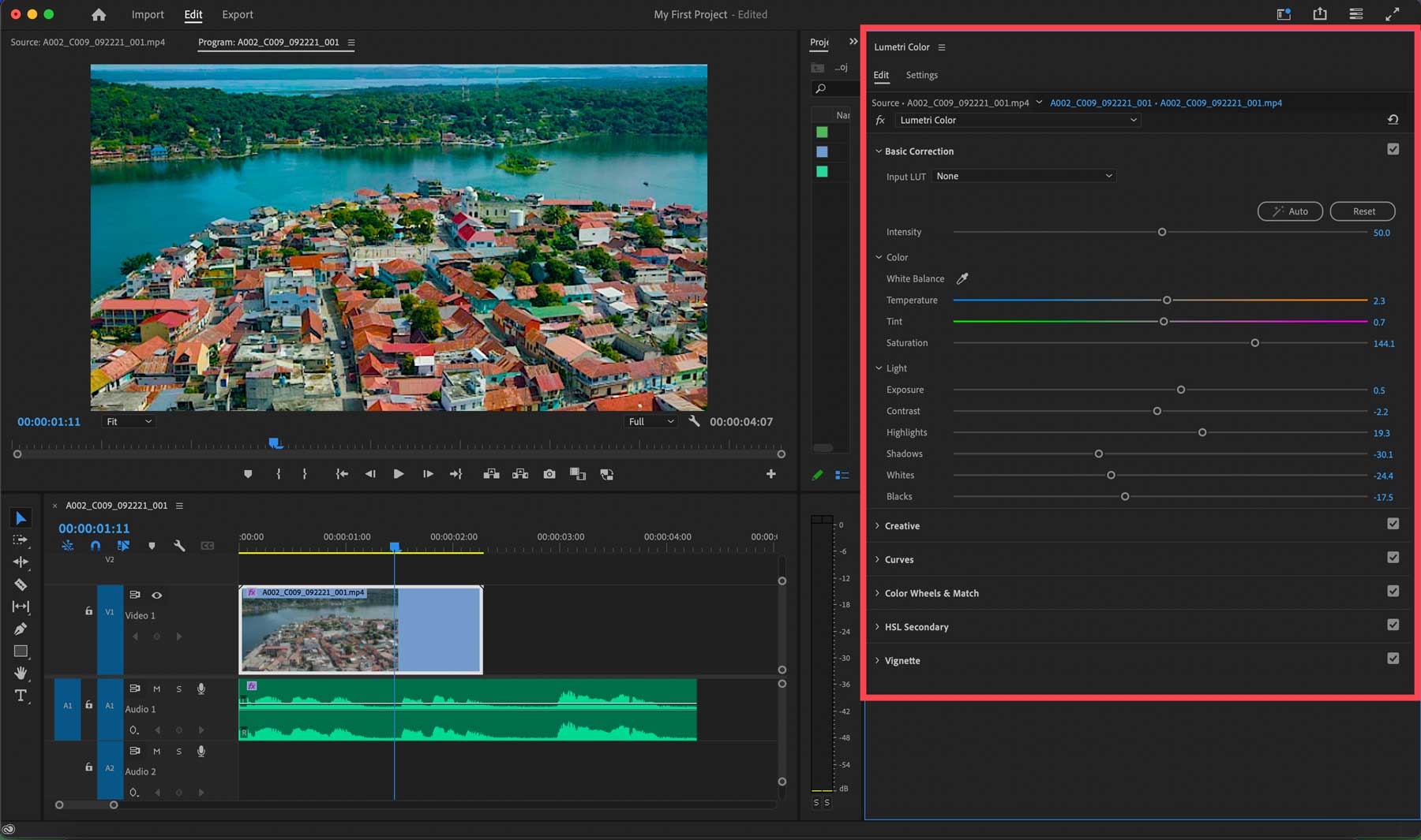 การจัดระดับสีของ Adobe Premiere Pro