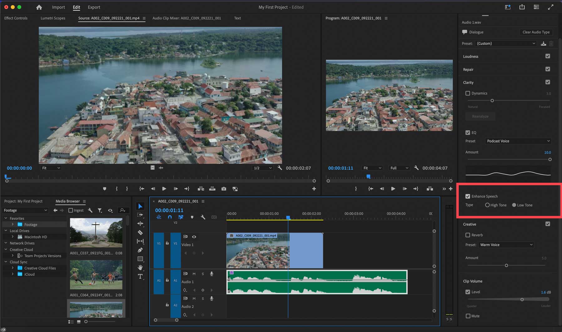 Adobe Premiere Pro ปรับปรุงคำพูด