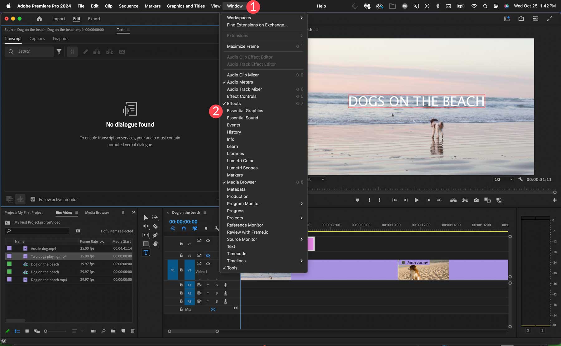 แผงกราฟิก Adobe Premiere Pro