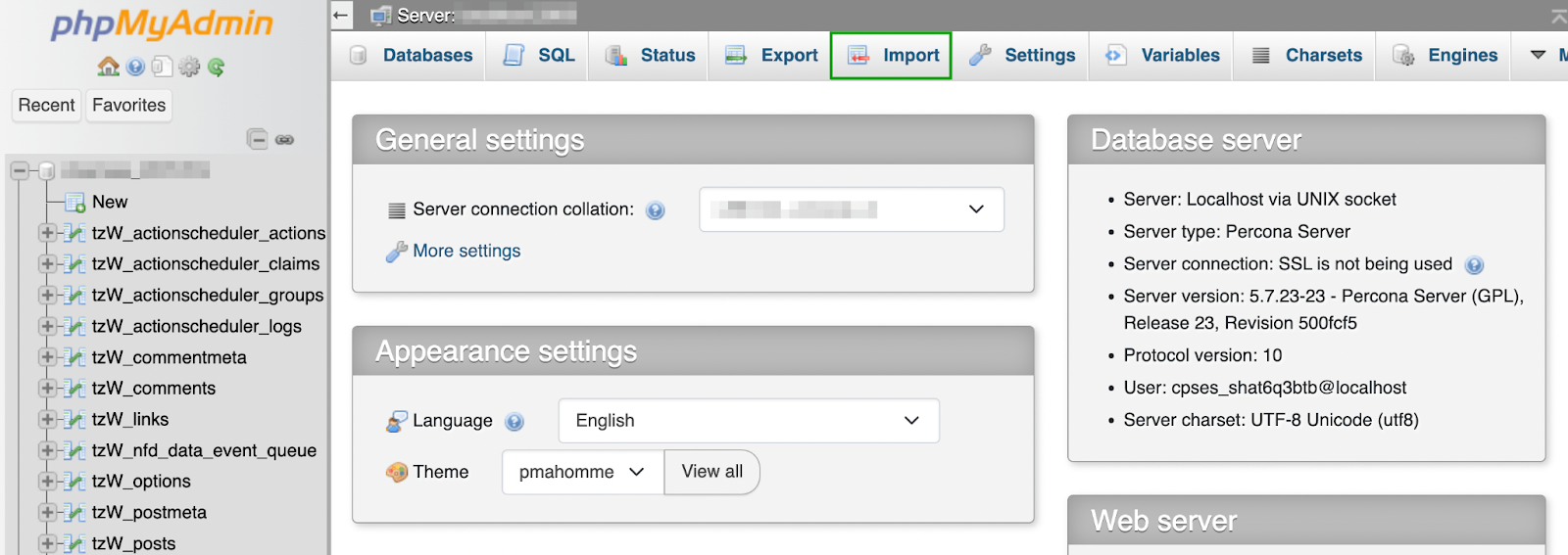 コントロール パネルに移動し、[データベース] セクションを見つけて、phpMyAdmin を開きます。