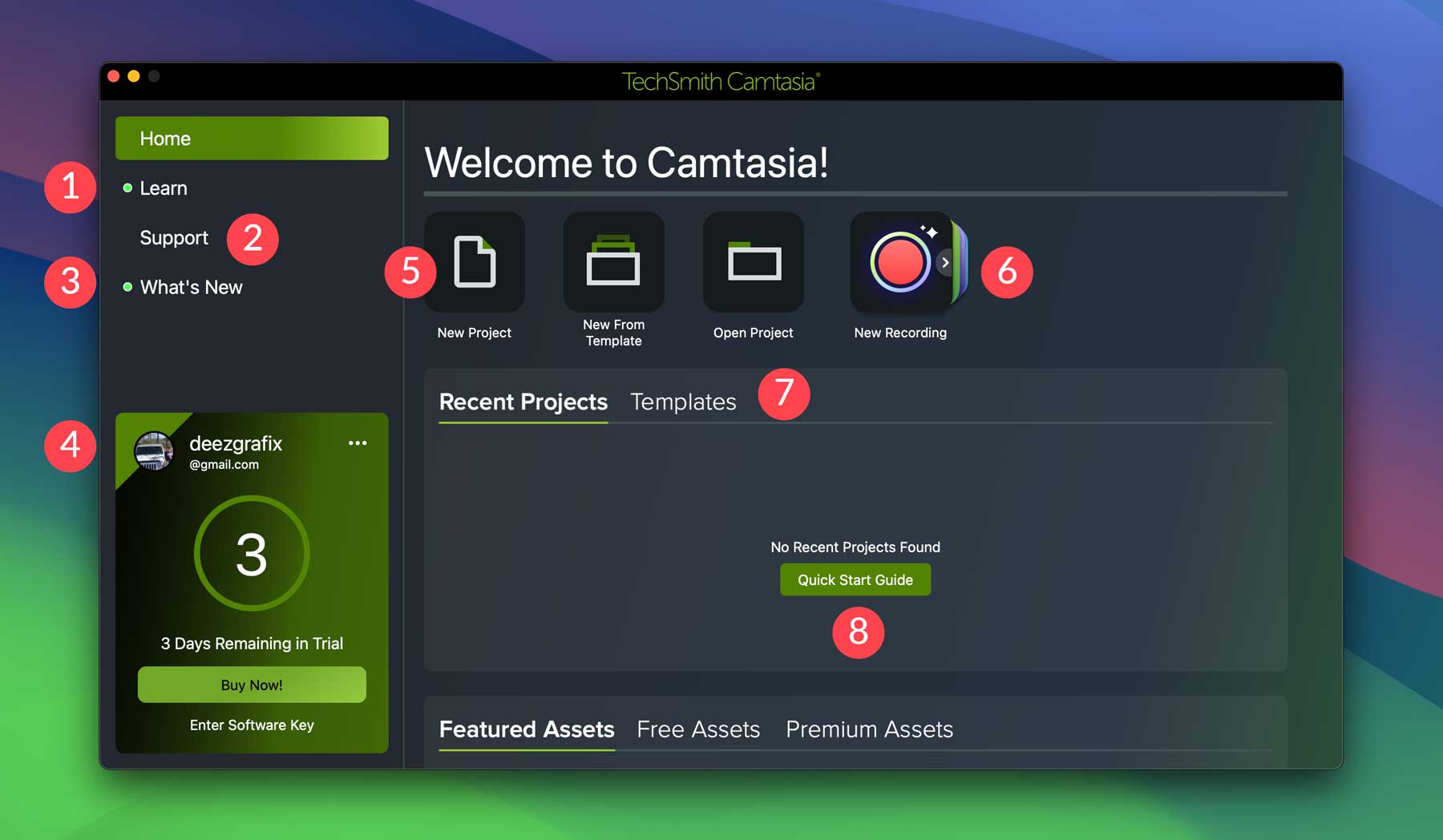 Camtasia 儀表板