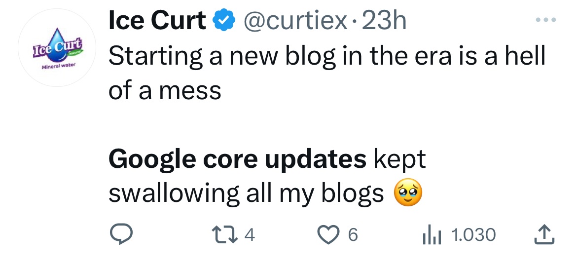 Screenshot der Überprüfung des Google Core-Updates auf Twitter