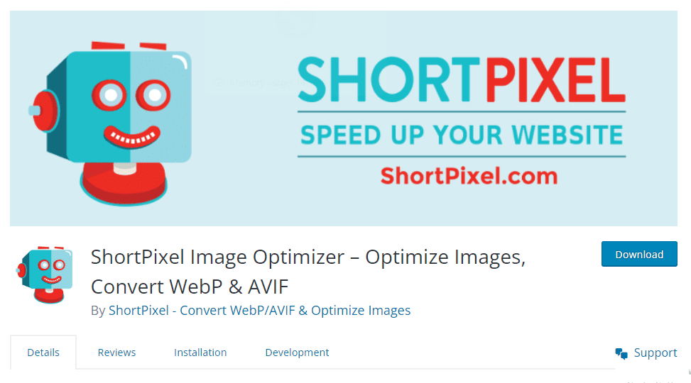 البرنامج المساعد ShortPixel Image Optimizer - WordPress WebP