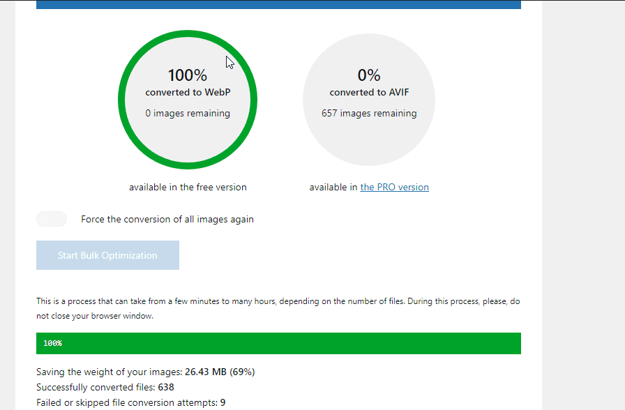 Erfolgreiche Konvertierung