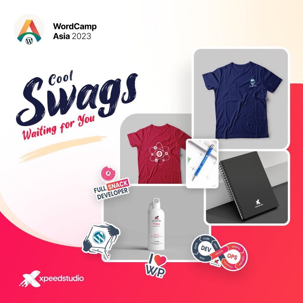 WordCamp Asia 2023 Geschenke und Swags