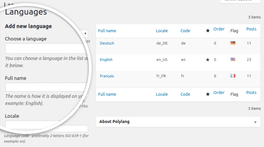 Dodaj nowy język w Polylang