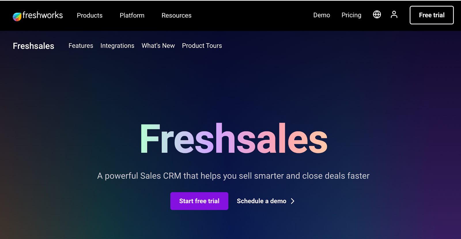 Freshsales-Homepage