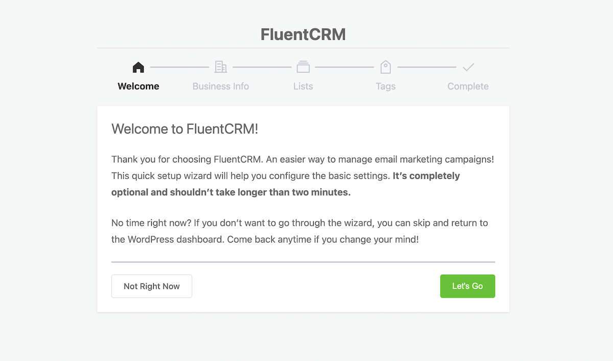 FluentCRM-Setup-Assistent
