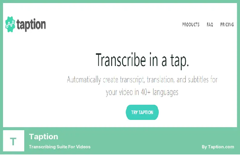 Taption - Pacote de transcrição para vídeos