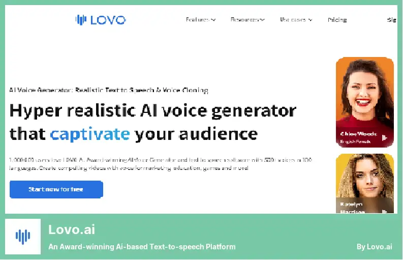 Lovo.ai - 屡获殊荣的基于人工智能的文本转语音平台