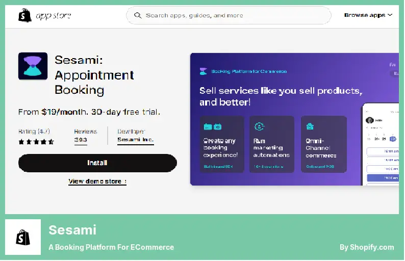 Sesami - una piattaforma di prenotazione per l'e-commerce