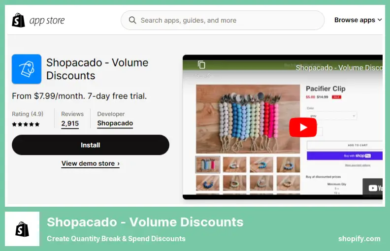 Shopacado ‑ ボリュームディスカウント - 数量別割引と支出割引を作成する