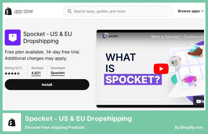 Spocket - Dropshipping nos EUA e na UE - Descubra produtos de envio rápido