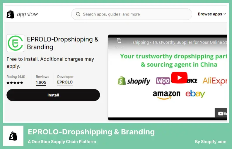 EPROLO‑Dropshipping & Branding - une plateforme de chaîne d'approvisionnement unique