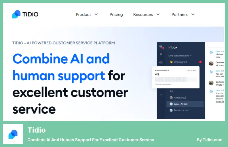 Tidio - ผสมผสาน AI และการสนับสนุนมนุษย์เพื่อการบริการลูกค้าที่เป็นเลิศ