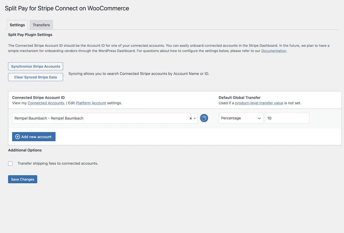 L’interface du plugin Split Pay.