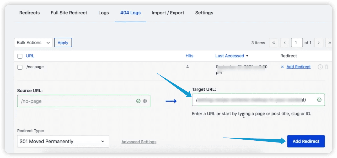 Tambahkan URL target - Cara Memperbaiki Tautan Rusak di WordPress