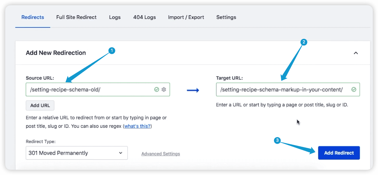 Adicionar novo link de redirecionamento