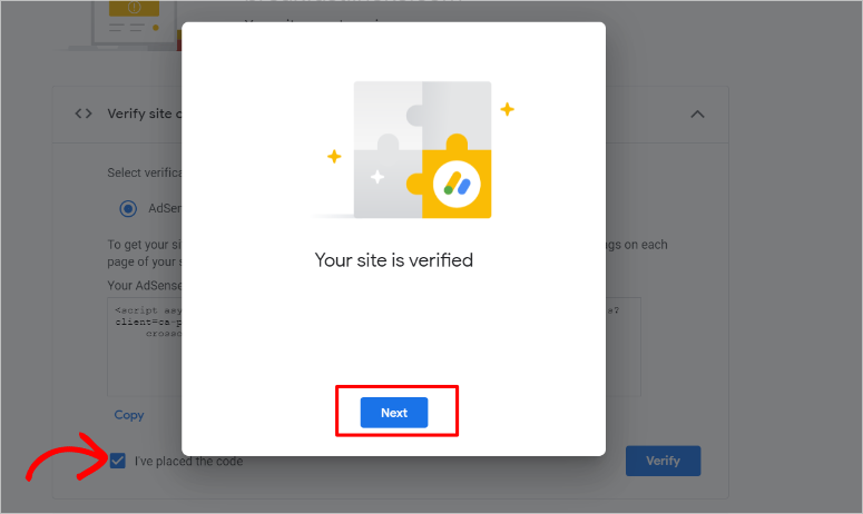 adsense verified