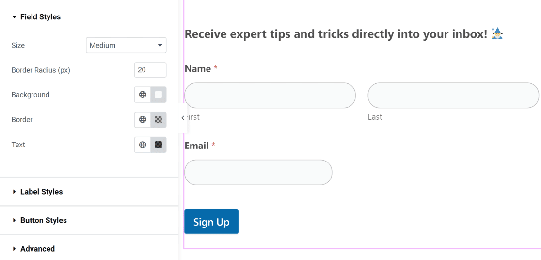 Form style customization in Elementor