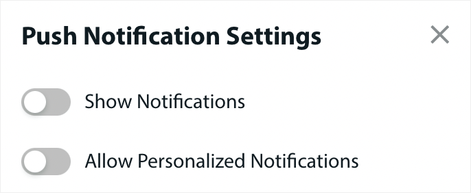 Anteprima di Modal per consentire notifiche personalizzate