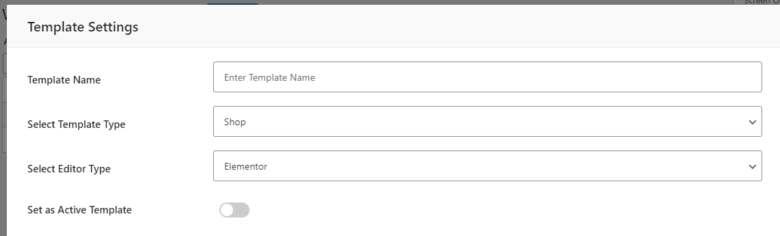 configurações de modelo