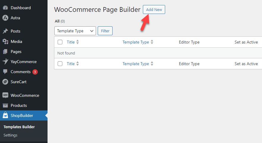 เพิ่มเทมเพลตใหม่ - แก้ไขหน้าผลิตภัณฑ์ WooCommerce