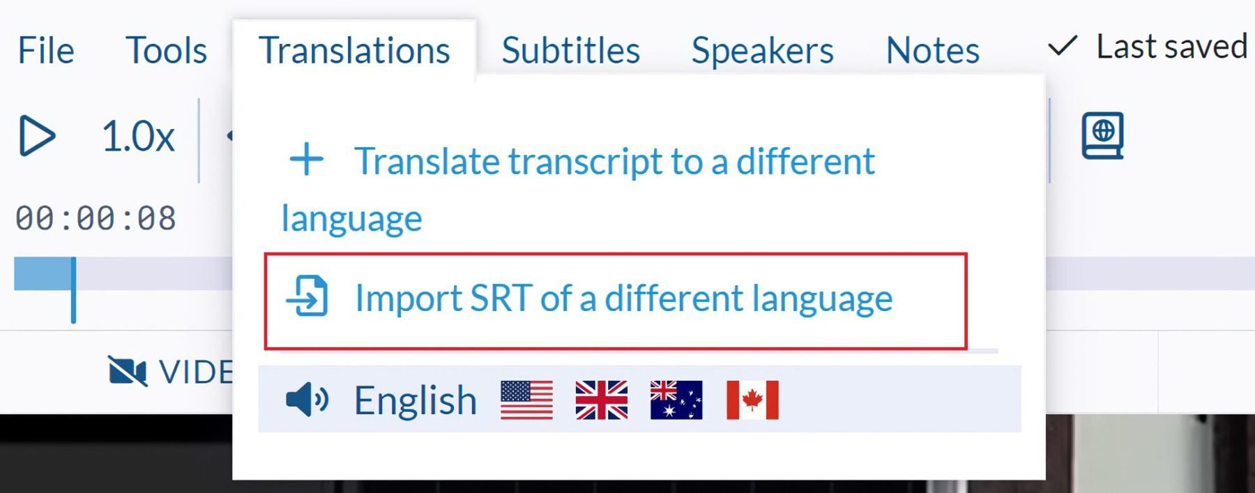 Zaimportuj przetłumaczony plik SRT