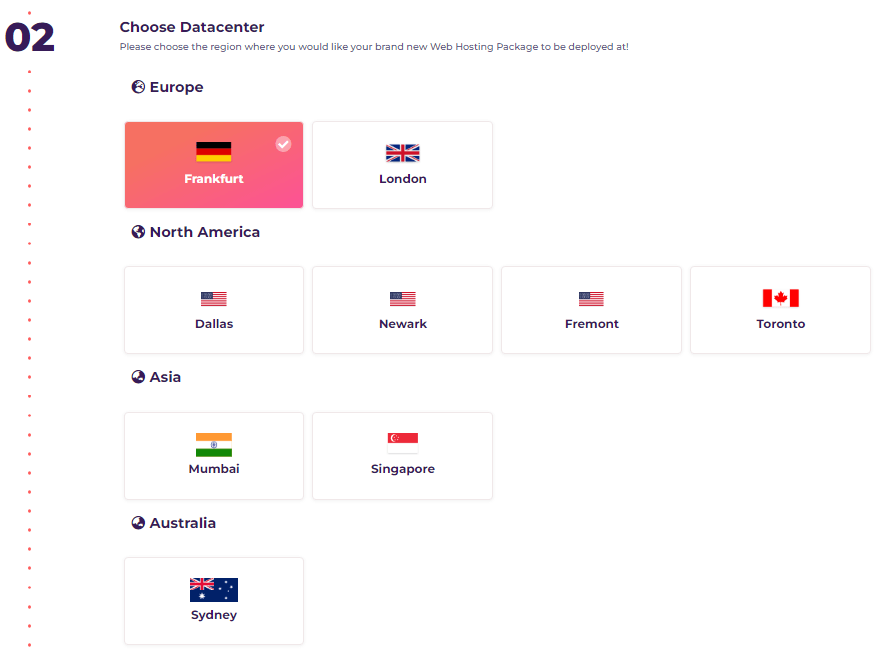 Veri merkezini seçin